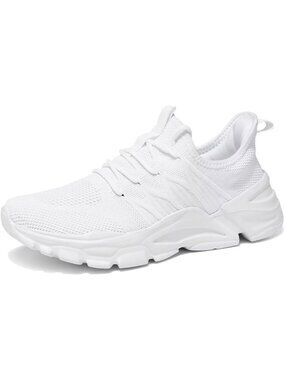 Men's White Rubber Non Slip Breathable Lightweight Fashion Athletic Sneakers